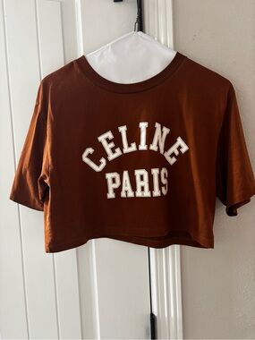 Celine Rust Brown Logo Tee